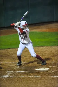 Freshman infielder Kylie Sorenson (above), typically one of the Card's best hitters, has been forced to pitch in recent weeks. (ZETONG LI/The Stanford Daily)
