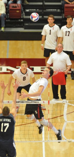 Senior hitter Brian Cook (above) led the Cardinal attack with 17 kills against Pepperdine. (ZETONG LI/The Stanford Daily)