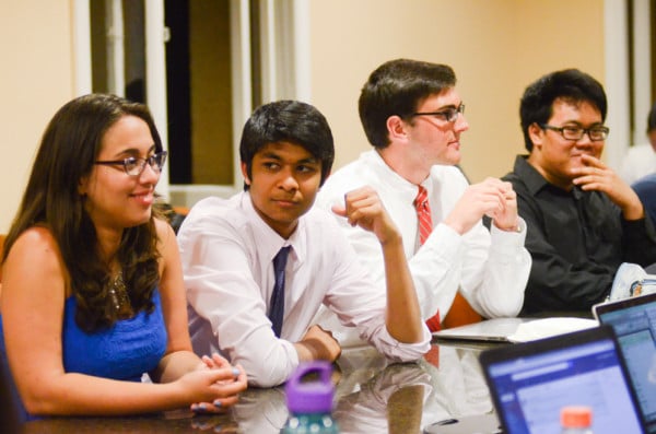 During its final spring quarter meeting, the 16th Undergraduate Senate discussed two bills pertaining to funding. (SAM GIRVIN/The Stanford Daily)