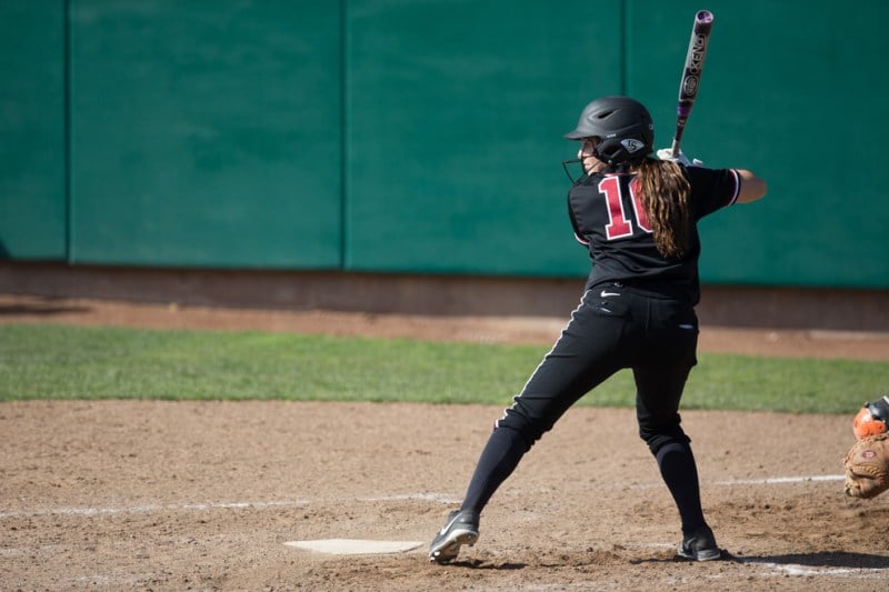 Kylie Sorenson shined in her first season on the Farm, leading the team in batting average and slugging percentage in earning 2nd Team All Pac-12 honors. (FRANK Chen/The Stanford Daily)