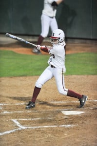 Junior Leah White capped another outstanding season for the Cardinal, batting .356 and driving home 38 runs en route to Pac-12 Second Team honors. (ZETONG LI/The Stanford Daily)