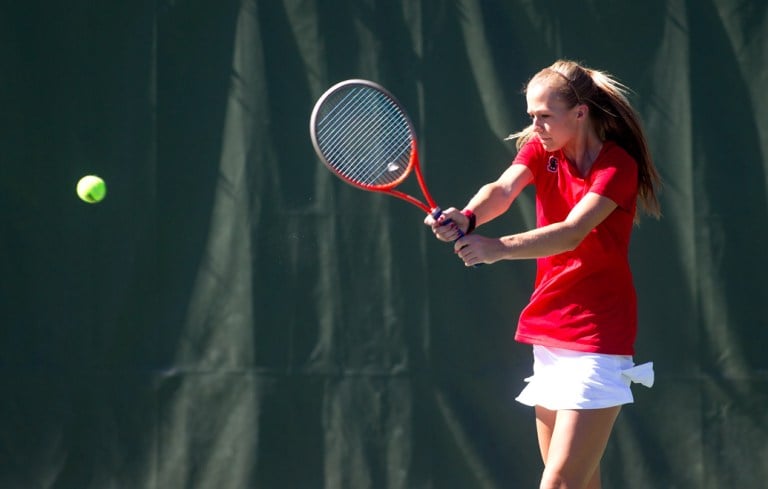 Freshman Caroline Doyle preserved Stanford's NCAA title hopes, pulling out her match against Maegan Manasse to propel the Cardinal into the quarterfinals of the NCAA tournament. (NORBERT VON DER GROEBEN/Isiphotos.com)