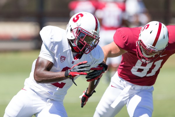 Senior corner Wayne Lyons (left) and the Stanford defense have posted a few straight impressive practices. (TRI NGUYEN/The Stanford Daily)