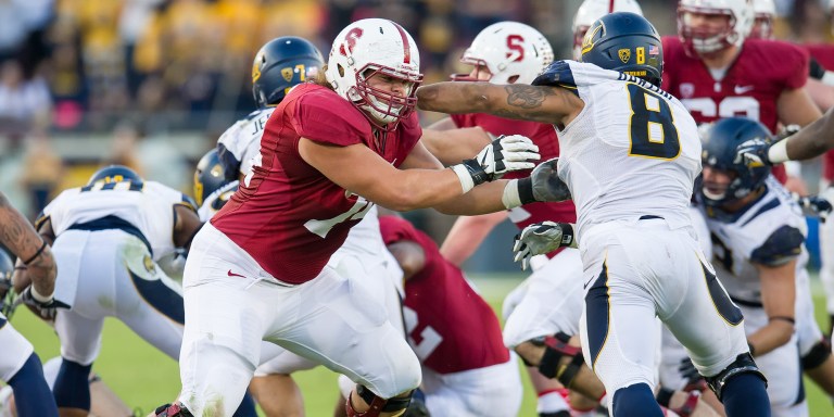 Senior Brendon Austin (left) is competing for a starting spot in fall camp once again, this time with junior Johnny Caspers at right guard. (DAVID BERNAL/isiphotos.com)