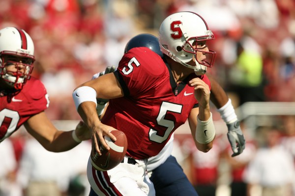 An injury to quarterback Trent Edwards '07 (above) helped bring about the demise of the Cardinal in their last meeting with UC Davis. (David Gonzales)