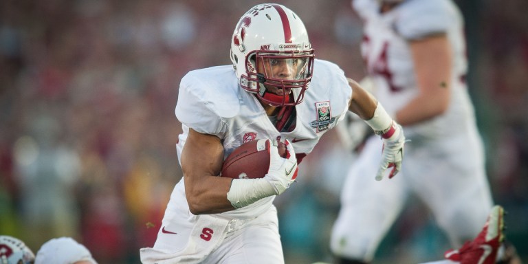 Senior Kelsey Young (above), junior Barry J. Sanders and freshman Christian McCaffrey bring electric playmaking ability to the running back position. But is their pass blocking up to snuff? (DON FERIA/isiphotos.com)