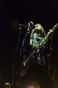 Danielle Haim of Haim playing lead guitar on the Main Stage. Photo by Gabriela Groth.