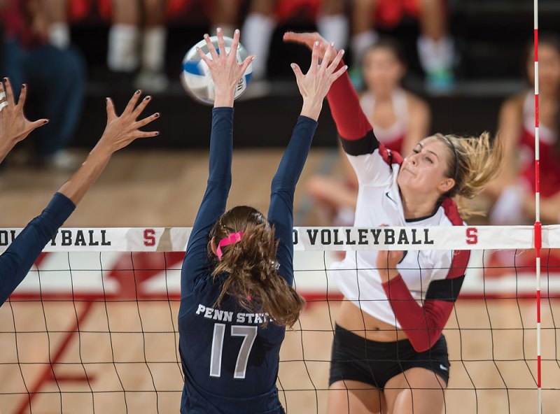 Junior outside hitter Brittany Howard (above), along with junior setter Madi Bugg, spent parts of their summers in China, representing the Pac-12 Conference as part of a tour against Chinese volleyball teams. (DAVID BERNAL/isiphotos.com)