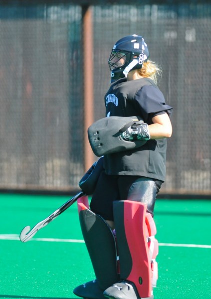 Sophomore goalkeeper Dulcie Davies held UConn scoreless in the final 62 minutes of play after allowing just one goal in the eighth minute. (BRUNO BABIJ/The Stanford Daily)