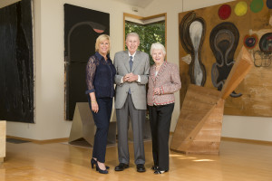Mary Patricia Anderson Pence, Harry Anderson and Mary Margaret Anderson at their home in front of works by Donald Sultan and Terry Winters. (2013) Photo by Linda Cicero.