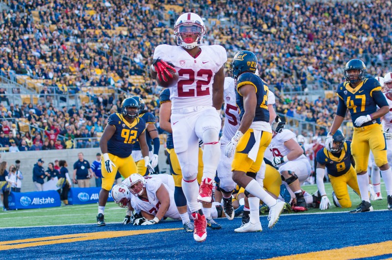 Senior running back Remound Wright (above) tied a Big Game record with his four touchdowns. He and the Cardinal will look to make it seven straight against UCLA on Friday. (JIM SHORIN/stanfordphoto.com)
