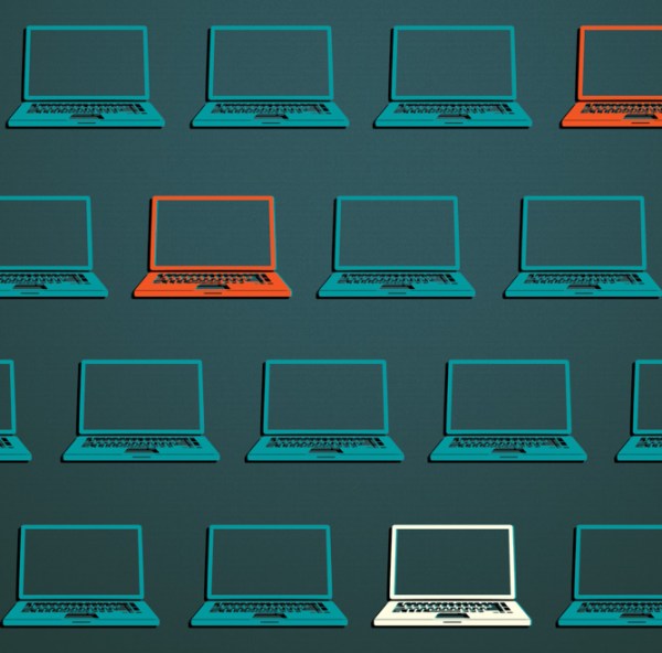 Illustration of laptops of different colors