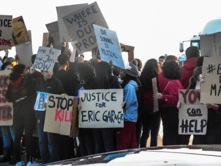 Last Monday, protesters attempted to block the San Mateo-Hayward bridge for 28 minutes. California Highway Patrol arrested 68 demonstrators.(CALEB SMITH/The Stanford Daily)