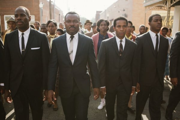 Left to right, foreground: Colman Domingo plays Ralph Abernathy, David Oyelowo plays Dr. Martin Luther King, Jr., André Holland plays Andrew Young, and Stephan James plays John Lewis in SELMA, from Paramount Pictures, Pathé, and Harpo Films.