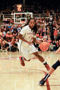 Sophomore guard Lili Thompson (MIKE KHEIR/The Stanford Daily)