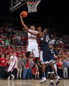 Fifth-year senior forward Anthony Brown notched his 5th 20-point performance of the season in Stanford's _ (BOB DREBIN/stanfordphoto.com)