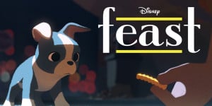 Winston, the canine protagonist of "Feast," is offered a French fry by his soon-to-be owner. Courtesy of ShortsHD.