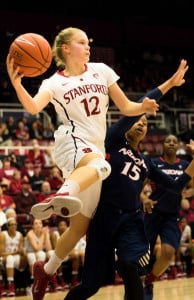 Freshman guard Brittany McPhee provided a spark off the bench for the Cardinal, helping them turn the tide en route to a 59-47 win over Cal. McPhee had 9 points and 6 rebounds in the win. (NATHAN STAFFA/The Stanford Daily)