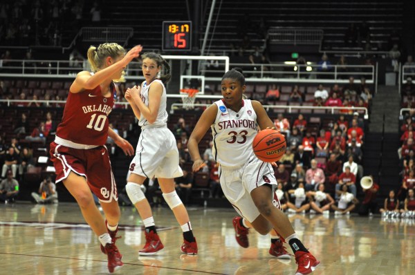 Senior guard Amber Orrange had a game-high 24 points as she led the Cardinal to an 86-76 win over Oklahoma to advance to the Sweet 16. (RAHIM ULLAH/The Stanford Daily)
