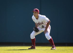 Junior outfielder Jonny Locher (above) is part of the Cardinal's balanced attack that managed to put away the Spartans before tackling Texas. (DON FERIA/Stanford Photo).