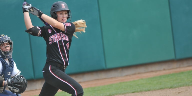 Junior slugger Kayla Bonstrom, who is batting 9-for-13 over her last three games, batted in all four of Stanford's runs in the Cardinal's 7-4 loss against UC Davis. (SAM GIRVIN/The Stanford Daily)