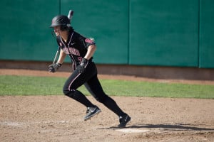 Junior utility player Kayla Bonstrom (above) has been one of the more consistent Cardinal players this season. Her home run against Pacific was a key component of their win. FRANK CHEN/The Stanford Daily.