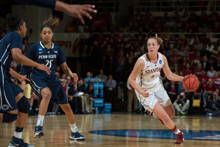 Senior Taylor Greenfield (right) was nicknamed "Tournament Taylor" by her teammates for her outstanding role in Stanford's Pac-12 Tournament title run. She and the Cardinal will look to secure another deep run in the NCAAs after a Final Four run last season. (DON FERIA/isiphotos.com)