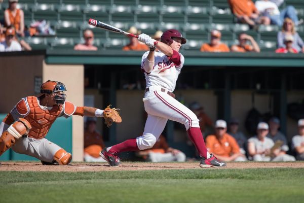 Freshman infielder Mikey Diekroeger (above) brought a hot bat to Texas, hitting for both power and average in the Cardinal's split series with the Longhorns. (BOB DREBIN/isiphoto.com)