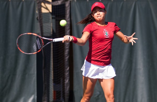 Carol Zhao (above) and teammate Taylor Davidson are now ranked the No. 1 doubles pair in the country. The duo and the rest of the Cardinal team face Washington State and No. 16 Pepperdine over the weekend. (NORBERT VON DER GROEBEN/Isiphotos.com)
