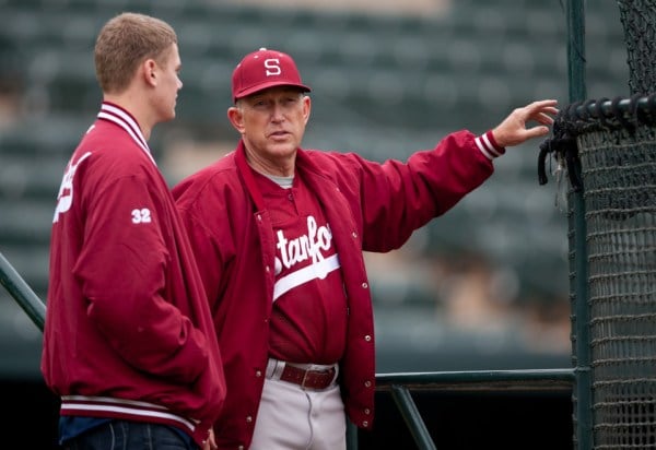 Stanford's baseball team has struggled mightily this season with a slew of injuries. Coach Mark Marquess (right) still wants his team to play to win and strive to improve each game, regardless of any setbacks. (ZACH SANDERSON/StanfordPhoto.com)