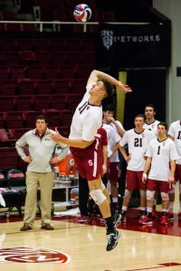Fifth-year senior outside hitter Daniel Tublin (above) will play a crucial role in the Stanford offensive effort against both UCLA and UC Santa Barbara. Tublin is second on the team with 190 kills on the season. (ROGER CHEN/The Stanford Daily)