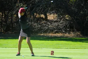 Junior Lauren Kim, a reigning member of the WGCA All-America first team, has been the Cardinal’s top finisher at five of Stanford’s nine total events. Only two of Kim's rounds this season have been over 76. (AVI BAGLA/The Stanford Daily)