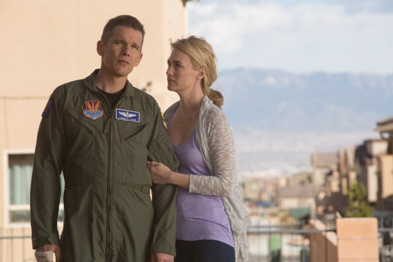 Ethan Hawke and January Jones in "Good Kill." Courtesy of Lorey Sebastian, Clear Skies Nevada, IFC Films