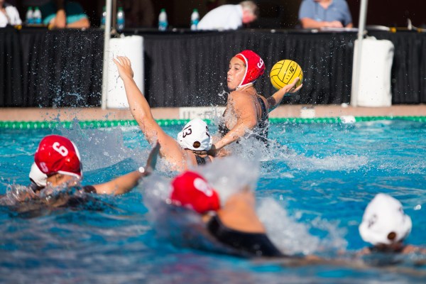 Junior diver Maggie Steffens (above right) scored 4 goals in Stanford's 9-8 victory over USC in the NCAA semifinals. The team will face UCLA in the championship game as it looks to win its fourth NCAA tournament in five years.