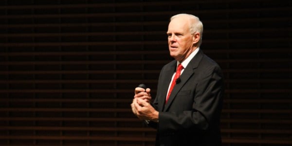 University President John Hennessy will be moderating the Three Books discussion. (SEAN CHRISTESON/The Stanford Daily).