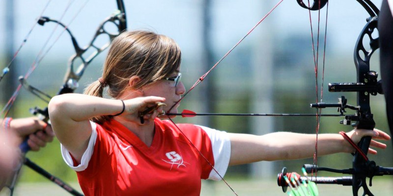 Although sophomore Katie Novotny (above) only picked up a bow for the first time last year and struggled mightily at the start, she has progressed thousandfold in bow hunter archery, culminating in a national collegiate title on May 17. (Courtesy of Katie Novotny)