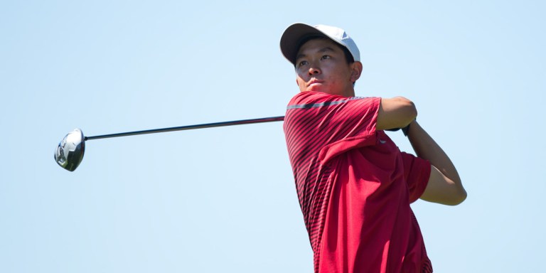 Stanford, California - March 28, 2015: Stanford Men's Golf during The Goodwin Tournament at Stanford Golf Course.