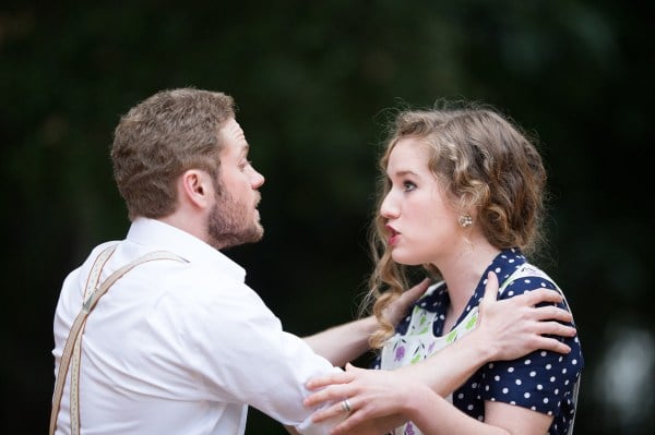 Austin Caldwell as Joe Keller and Lillian Bornstein as Kate Keller in "All My Sons." FRANK CHEN/The Stanford Daily