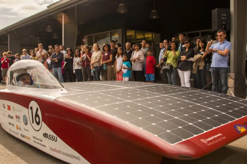 On July 10, Stanford Solar Car unveiled their new car, Arctan. (Courtesy of Stanford Solar Car)