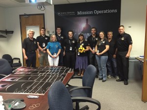 Ivan Linscott (left) and New Horizons Mission Operations team gathered at NASA's Mission Operations Center on the evening that the spacecraft passed Pluto. (Courtesy of Ivan Linscott)