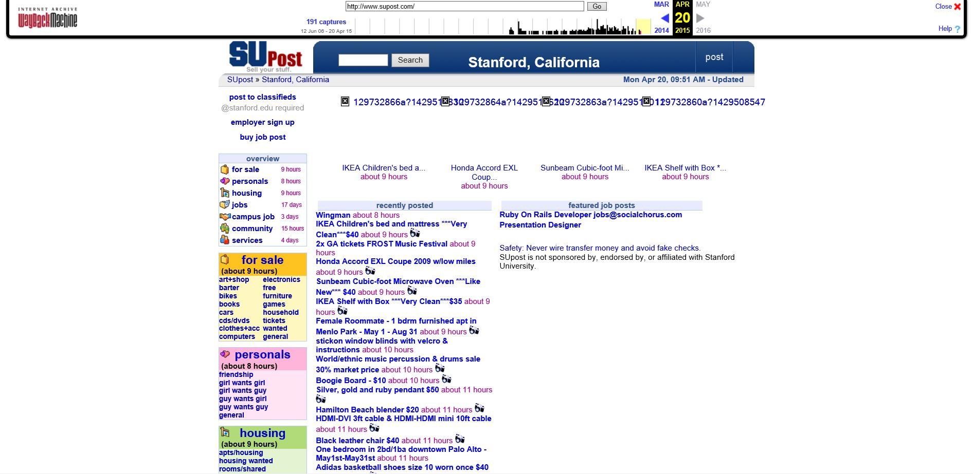 SUPost.com as of March 20, 2015. Courtesy The Wayback Machine, Archive of The Internet.
