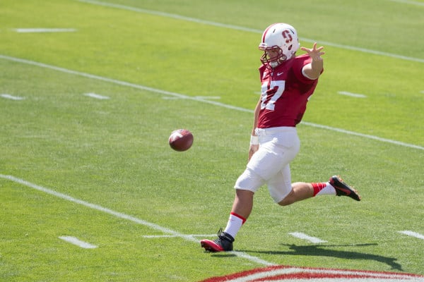 Although junior punter Alex Robinson (above) was the only option that the Cardinal had at their Spring Game to replace Ben Rhyne '15, highly-touted freshman Jake Bailey is set to provide strong competition for the job throughout fall practices. (BOB DREBIN/isiphotos.com)