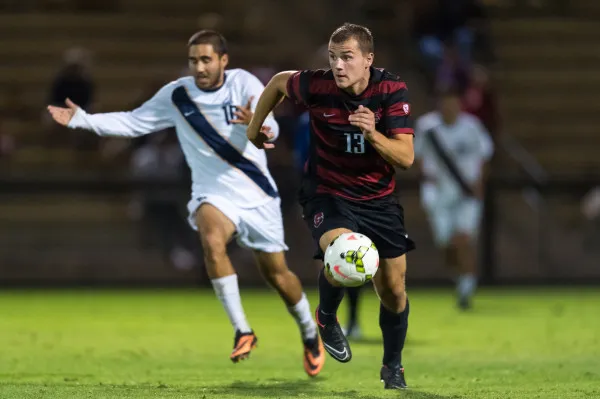 STANFORD, CA - October 20, 2014:  Jordan Morris during the Stanford vs Cal men's soccer match in Stanford, California.  The Cardinal tied the Bears 1-1 after double overtime.