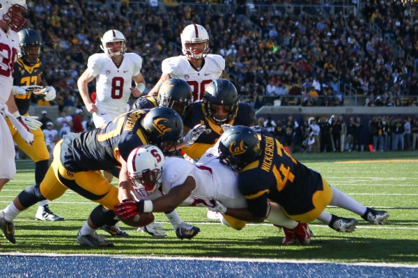 BERKELEY, CA-NOVEMBER 22, 2014- The Stanford Cardinal leads the California Golden Bears 24-7 at the half of the 117th Big Game at Memorial Stadium on the University of California campus.