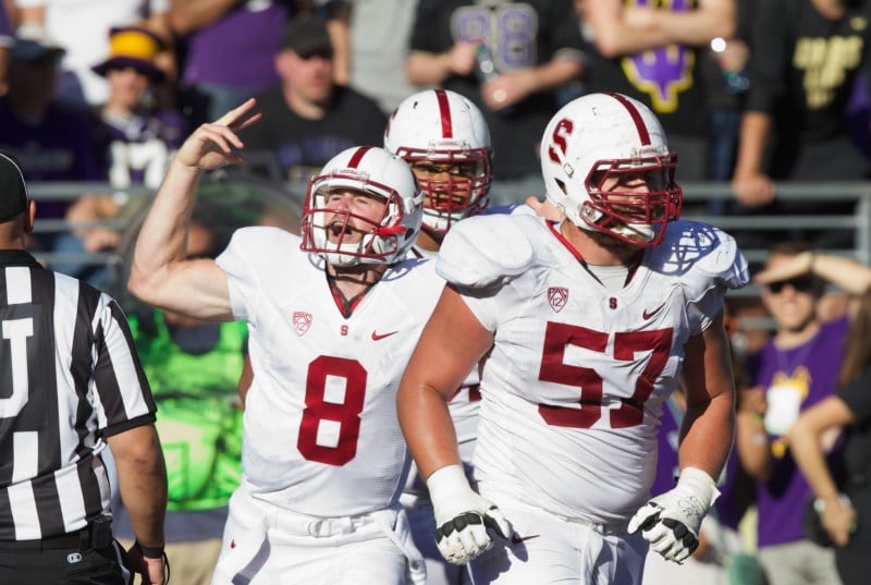 Senior Johnny Caspers (right) has been named the Cardinal's starting right guard ahead of the team's first game against Northwestern. (STEPHEN BRASHEAR/isiphoto.com)