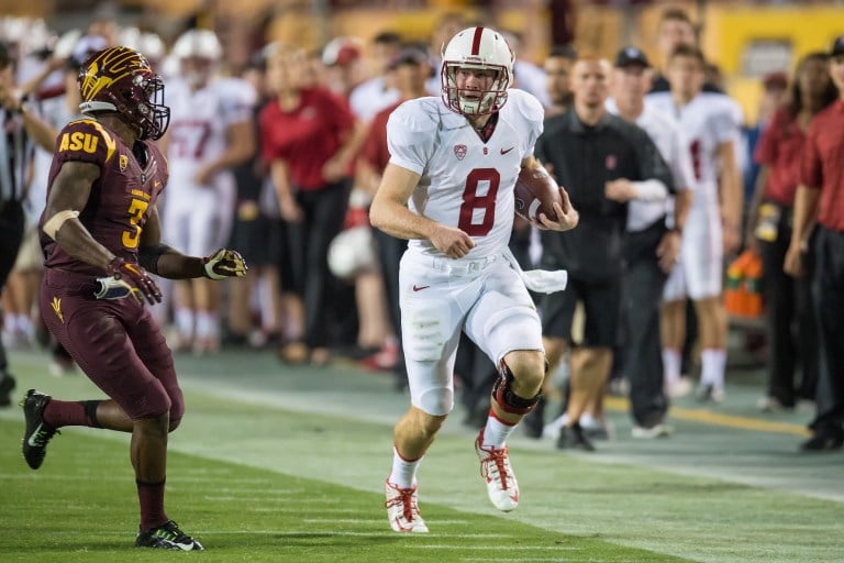 Tempe, AZ - October 18, 2014: The Stanford Cardinal vs Arizona State Sun Devils game at Sun Devil Stadium in Tempe, AZ. Final score, Stanford Cardinal 10, Arizona State 26