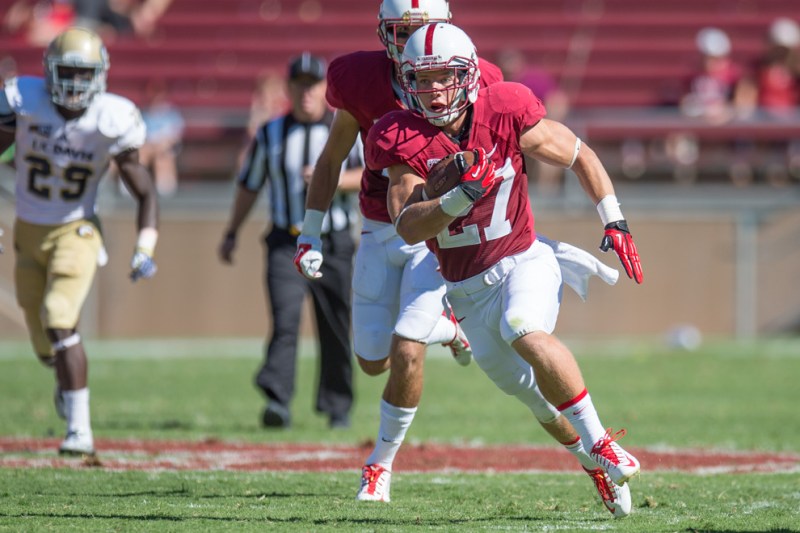 Sophomore running back Christian McCaffrey (above) could make a big impact when the Cardinal take on No. 7 UCLA in two weeks, as the Bruins have struggled to defend against the rush this season. (DAVID BERNAL/isiphotos.com