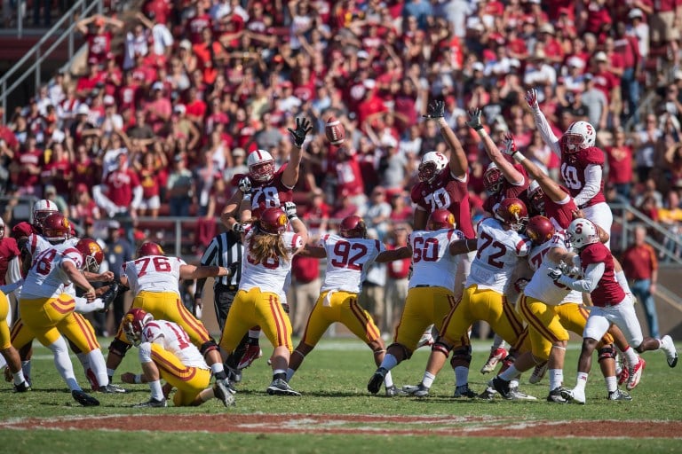 While many fans are predicting that USC will demolish Stanford, the score could be closer than many anticipate. The past-five meetings between USC and Stanford have been decided by eight points or less, suggesting that no matter the rankings, these teams can compete with each other. (DAVID BERNAL/isiphotos.com)