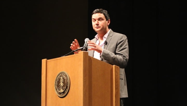 Thomas Piketty, a French economist, spoke Friday on growing inequality (STEFAN LACMANOVIC/The Stanford Daily).