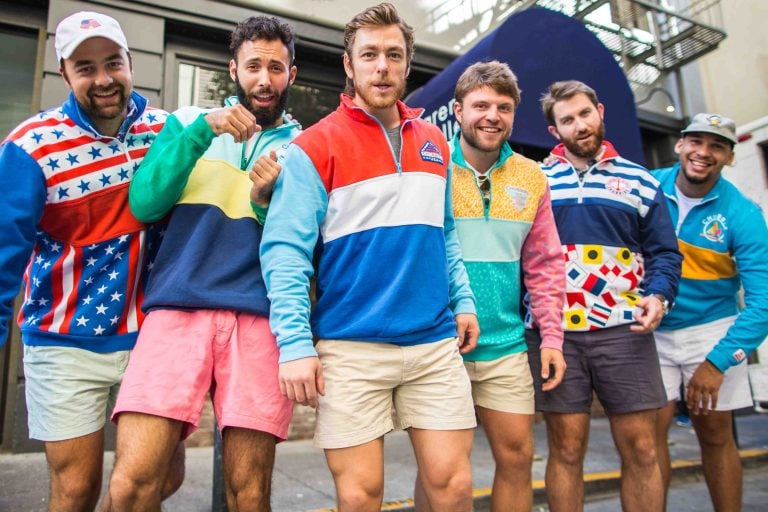 Chubbies launches its new fall collection today, featuring sweaters and zip-fleeces. Courtesy Chubbies.